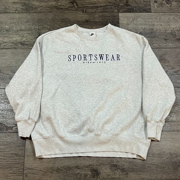 Nike Sportswear 1972 Center Swoosh Gray Crewneck Sweatshirt - Men's Size Large - Picture 1 of 7